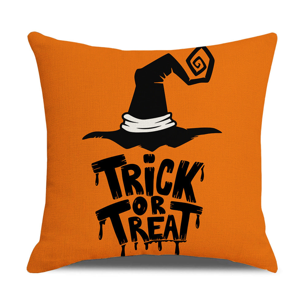 HKM-206995 Halloween-Themed Peach Skin Cushion Cover and Pillowcase, 45x45cm