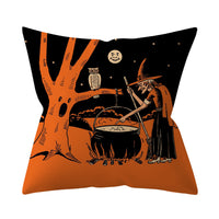 HKM-206995 Halloween-Themed Peach Skin Cushion Cover and Pillowcase, 45x45cm