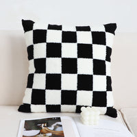 HKM-207059 Black and White Checkerboard Square Pillow for Living Room Sofa