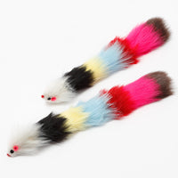 HKM-207059 Colorful Plush Long-Haired Mouse Pet Toy - 30cm Flocking with Metal Bell
