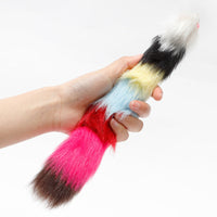 HKM-207059 Colorful Plush Long-Haired Mouse Pet Toy - 30cm Flocking with Metal Bell