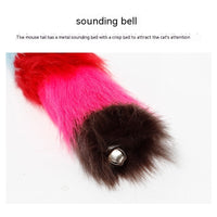 HKM-207059 Colorful Plush Long-Haired Mouse Pet Toy - 30cm Flocking with Metal Bell