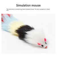 HKM-207059 Colorful Plush Long-Haired Mouse Pet Toy - 30cm Flocking with Metal Bell