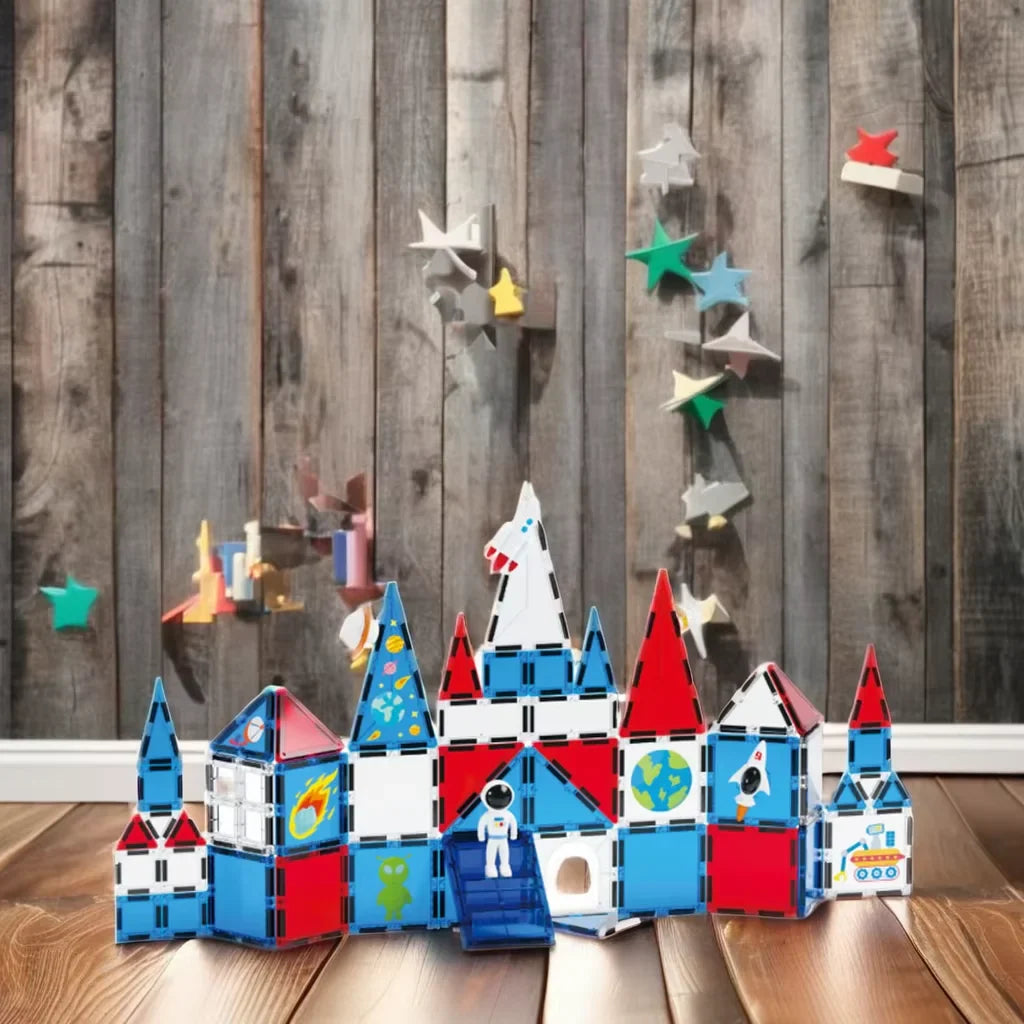 3D Magnetic Building Tiles for Creative Learning - Educational Construction Blocks for Toddlers