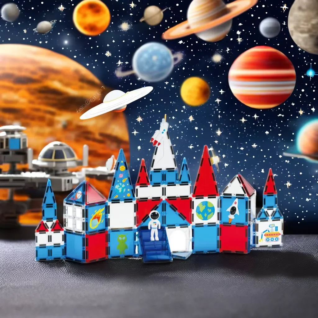 3D Magnetic Building Tiles for Creative Learning - Educational Construction Blocks for Toddlers