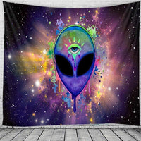HKM-207315 Evil Eye Alien Printed Tapestry - Multifunctional Wall Hanging and Sitting Blanket