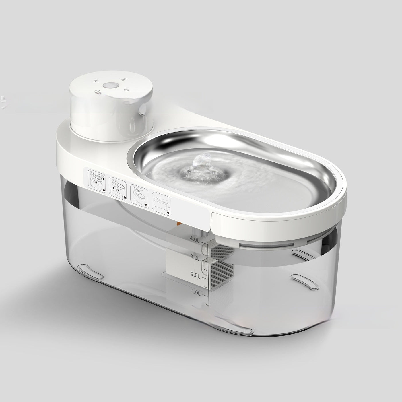 HKM-207379 Stainless Steel Pet Water Dispenser Wireless Water And Electricity Separation