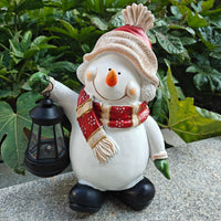 HKM-207571 Christmas Resin Snowman Decorative Landscape Lamp - European Style Elf Design