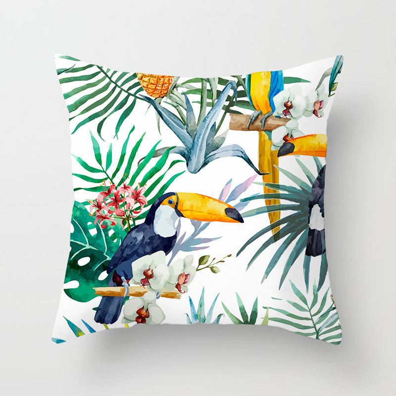 HKM-207571 Plant Pattern Peach Skin Fabric Cushion Pillow 45x45cm