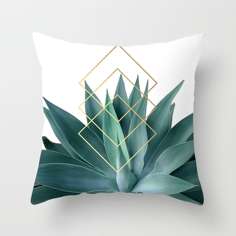 HKM-207571 Plant Pattern Peach Skin Fabric Cushion Pillow 45x45cm