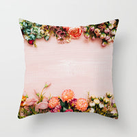HKM-207571 Plant Pattern Peach Skin Fabric Cushion Pillow 45x45cm