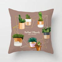HKM-207571 Plant Pattern Peach Skin Fabric Cushion Pillow 45x45cm