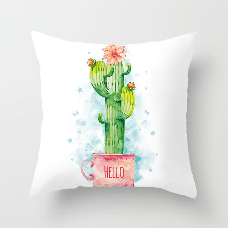 HKM-207571 Plant Pattern Peach Skin Fabric Cushion Pillow 45x45cm