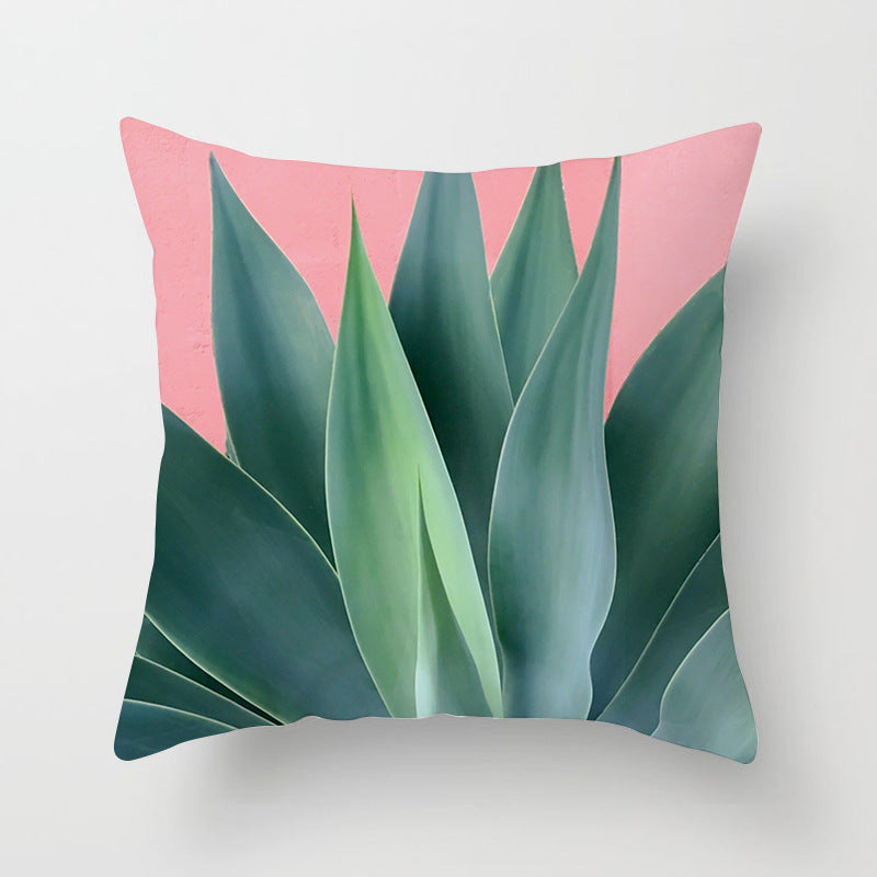 HKM-207571 Plant Pattern Peach Skin Fabric Cushion Pillow 45x45cm