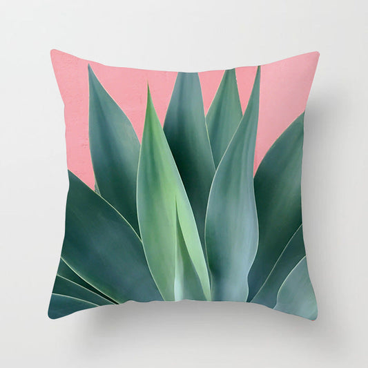 HKM-207571 Plant Pattern Peach Skin Fabric Cushion Pillow 45x45cm