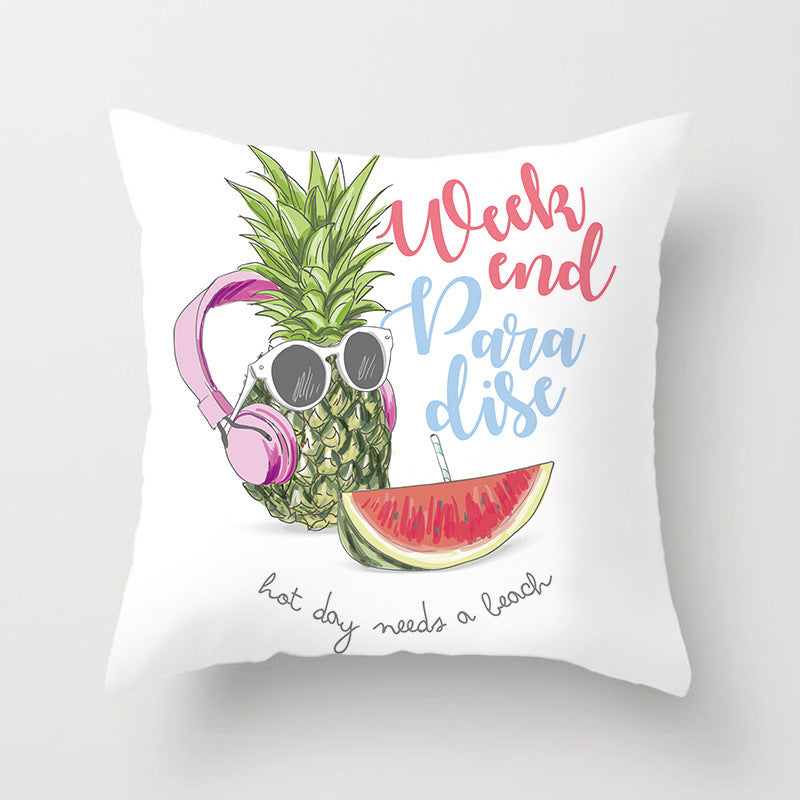 HKM-207571 Plant Pattern Peach Skin Fabric Cushion Pillow 45x45cm