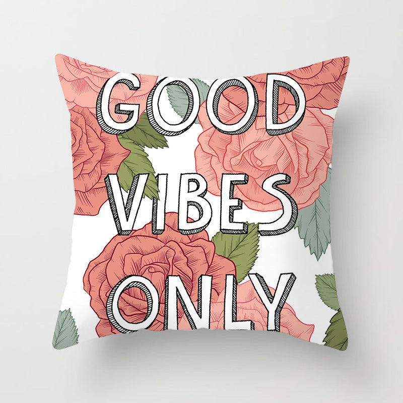HKM-207571 Plant Pattern Peach Skin Fabric Cushion Pillow 45x45cm