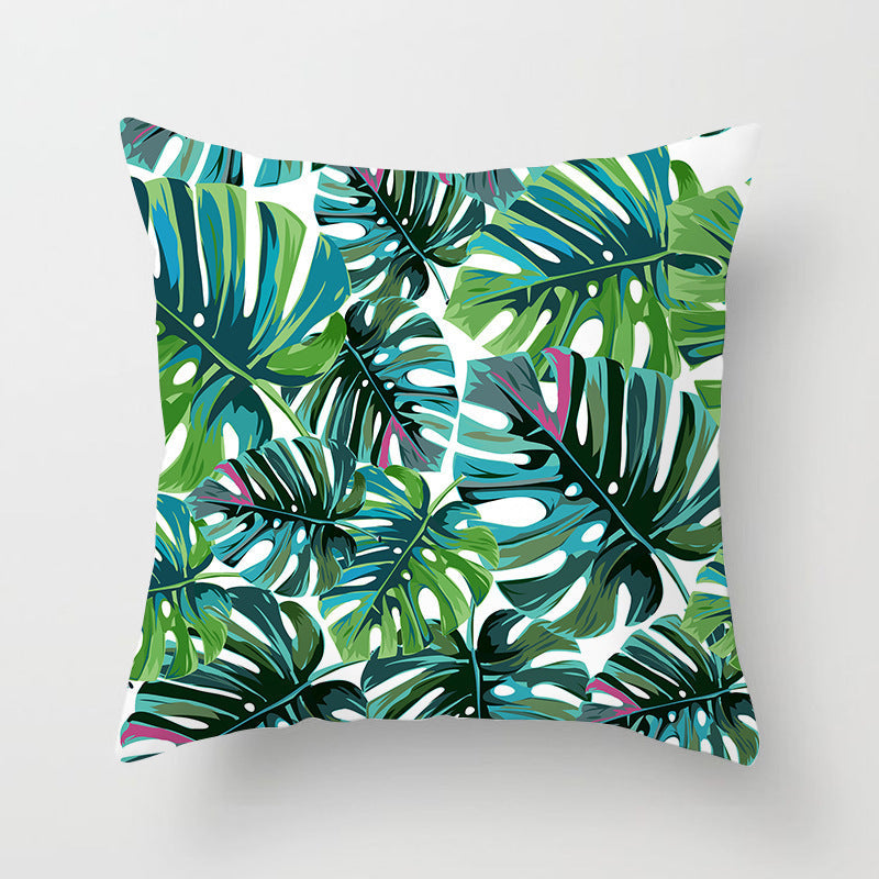 HKM-207571 Plant Pattern Peach Skin Fabric Cushion Pillow 45x45cm