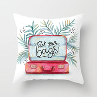 HKM-207571 Plant Pattern Peach Skin Fabric Cushion Pillow 45x45cm