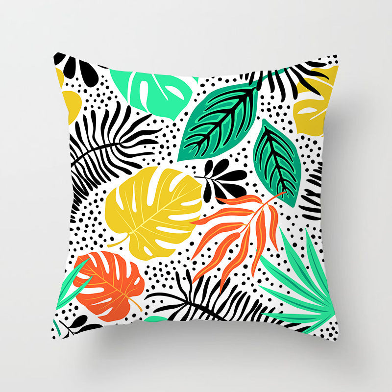 HKM-207571 Plant Pattern Peach Skin Fabric Cushion Pillow 45x45cm