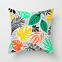 HKM-207571 Plant Pattern Peach Skin Fabric Cushion Pillow 45x45cm