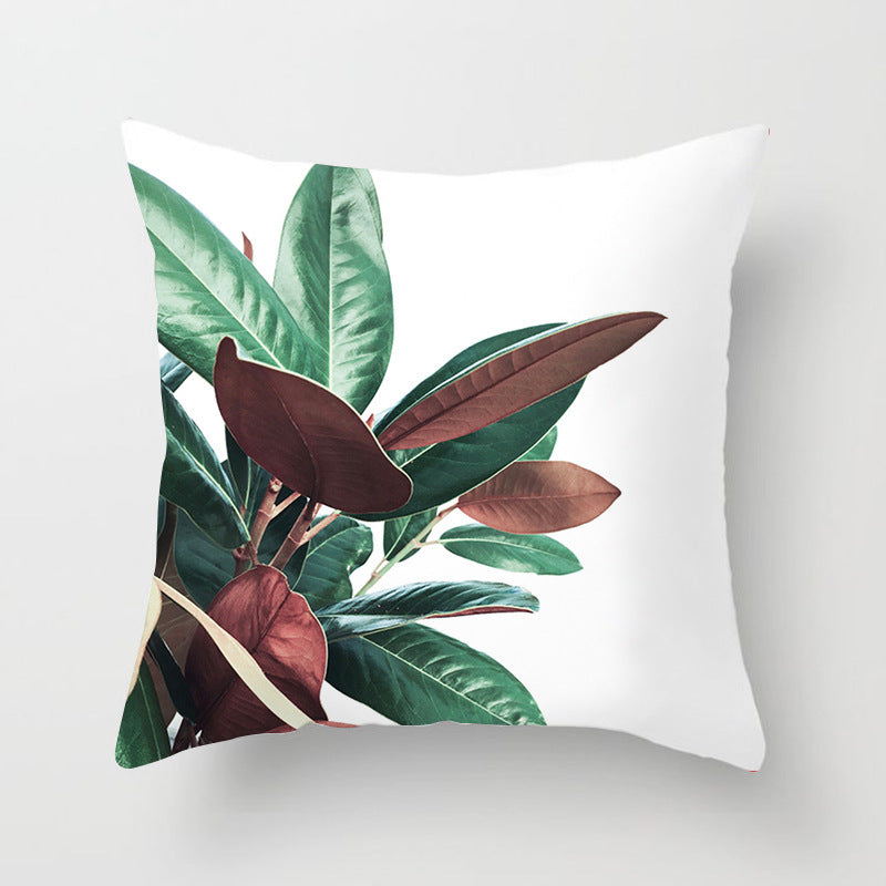 HKM-207571 Plant Pattern Peach Skin Fabric Cushion Pillow 45x45cm