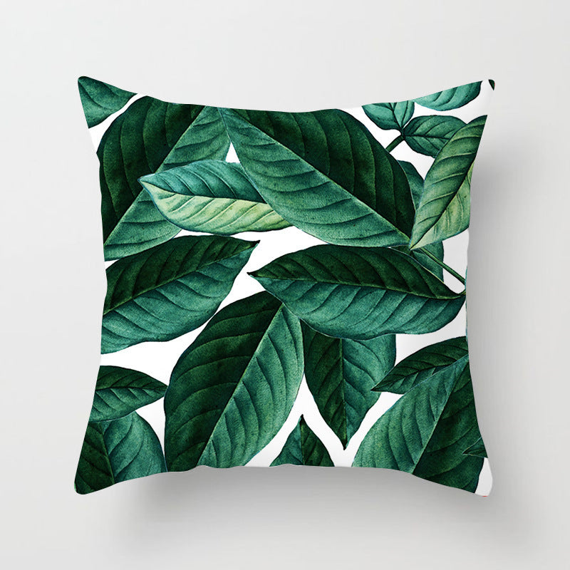HKM-207571 Plant Pattern Peach Skin Fabric Cushion Pillow 45x45cm