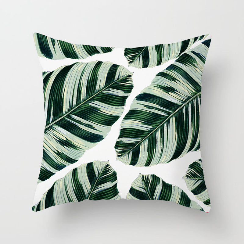 HKM-207571 Plant Pattern Peach Skin Fabric Cushion Pillow 45x45cm
