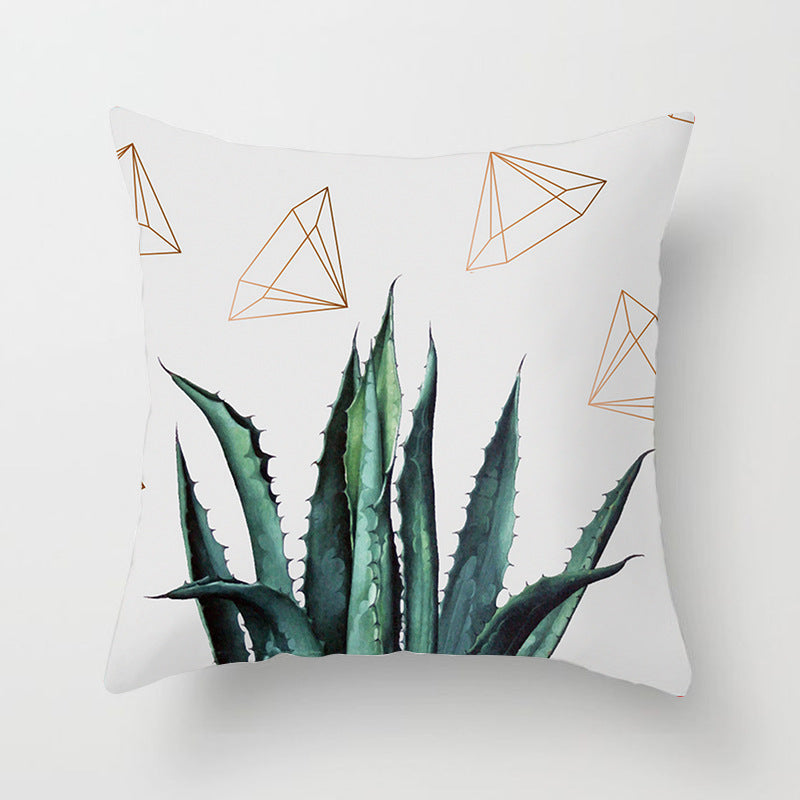 HKM-207571 Plant Pattern Peach Skin Fabric Cushion Pillow 45x45cm