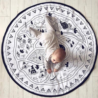 HKM-207763 Village-Themed Cotton Canvas Children's Play Mat - 135cm Diameter
