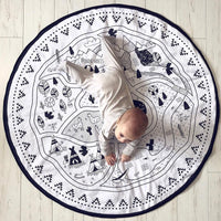 HKM-207763 Village-Themed Cotton Canvas Children's Play Mat - 135cm Diameter