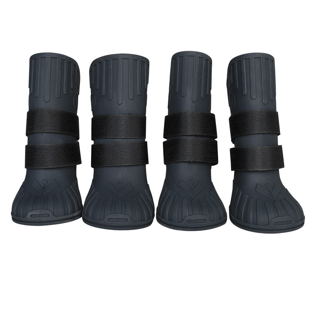 HKM-207763 Waterproof High-Tube Dog Shoes for Medium and Large Breeds - Silicone Material with Velcro Closure