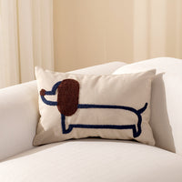 HKM-207827 Dachshund Dog Canvas Embroidered Pillow Covers in Navy and Black - Various Sizes