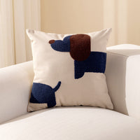 HKM-207827 Dachshund Dog Canvas Embroidered Pillow Covers in Navy and Black - Various Sizes