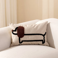 HKM-207827 Dachshund Dog Canvas Embroidered Pillow Covers in Navy and Black - Various Sizes