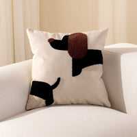 HKM-207827 Dachshund Dog Canvas Embroidered Pillow Covers in Navy and Black - Various Sizes