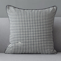 HKM-207891 Orange Houndstooth Designer Pillow with Tassels - Modern Minimalist Nordic Cushion