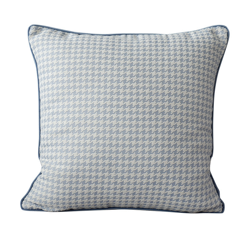 HKM-207891 Orange Houndstooth Designer Pillow with Tassels - Modern Minimalist Nordic Cushion