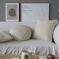 HKM-207891 Orange Houndstooth Designer Pillow with Tassels - Modern Minimalist Nordic Cushion