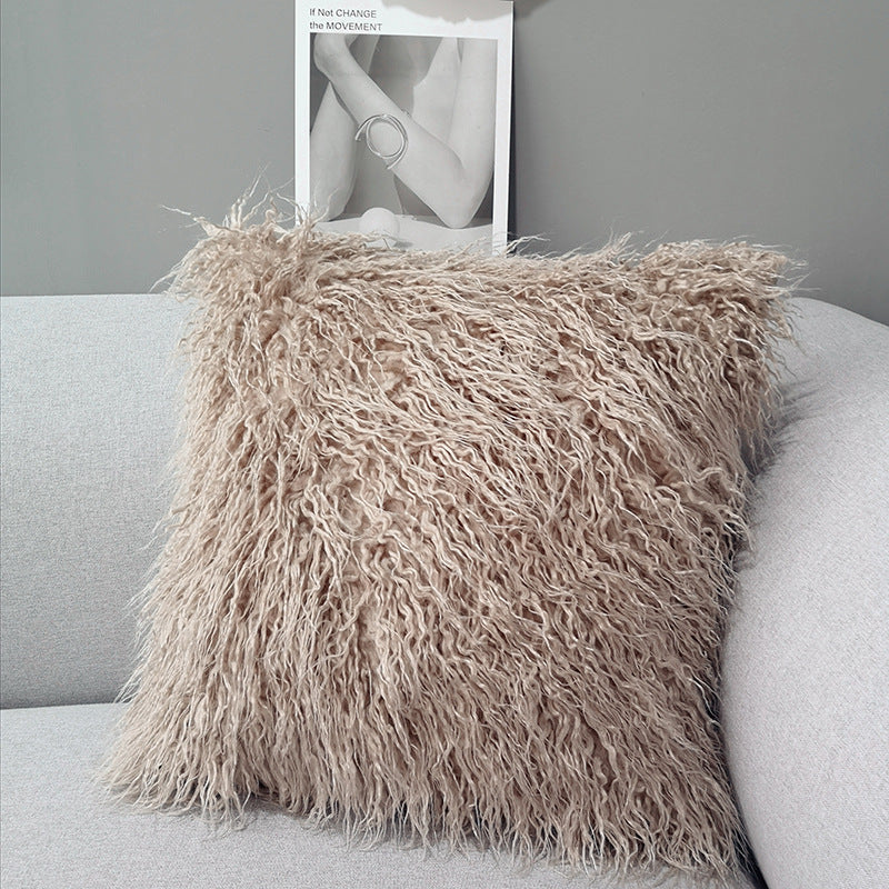 HKM-207891 Orange Houndstooth Designer Pillow with Tassels - Modern Minimalist Nordic Cushion