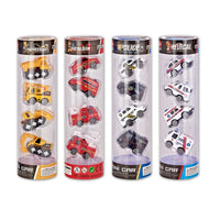 HKM-208019 1:64 Scale Diecast Vehicle Set - Mini Alloy Fire Truck, Police Car, and Engineer Truck for Kids