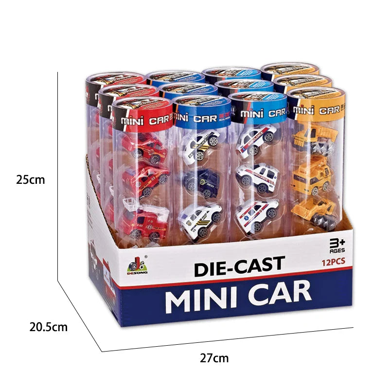 HKM-208019 1:64 Scale Diecast Vehicle Set - Mini Alloy Fire Truck, Police Car, and Engineer Truck for Kids