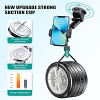 HKM-208019 4-in-1 Universal Car Phone Holder with Sturdy Suction Cup Base and 360-Degree Rotatable Arm