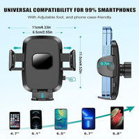 HKM-208019 4-in-1 Universal Car Phone Holder with Sturdy Suction Cup Base and 360-Degree Rotatable Arm