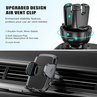 HKM-208019 4-in-1 Universal Car Phone Holder with Sturdy Suction Cup Base and 360-Degree Rotatable Arm