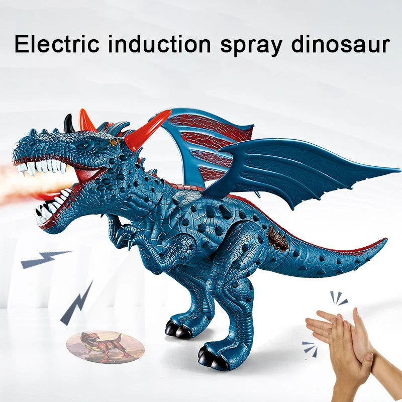 HKM-208339 Electric Walking Dinosaur Robot Toy with Fire Projection, Lights, and Sounds for Ages 3 and Up