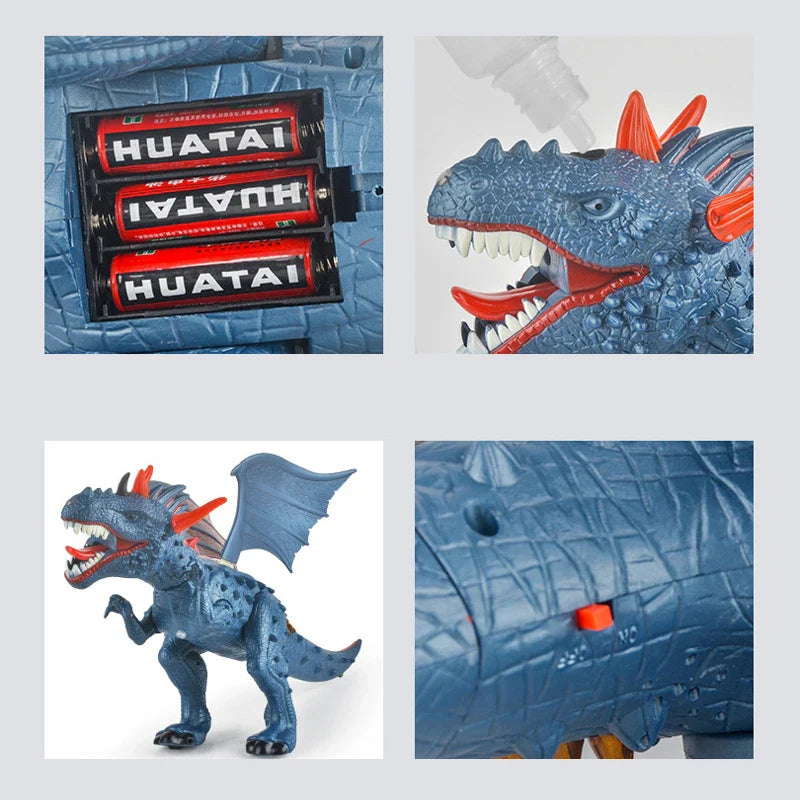 HKM-208339 Electric Walking Dinosaur Robot Toy with Fire Projection, Lights, and Sounds for Ages 3 and Up