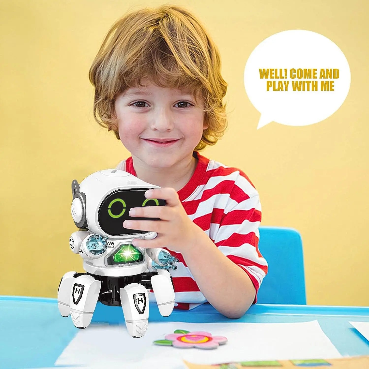 HKM-208723 Educational Dancing Robot Toy for Kids with Light and Sound - Multi-Color Plastic Interactive Toy