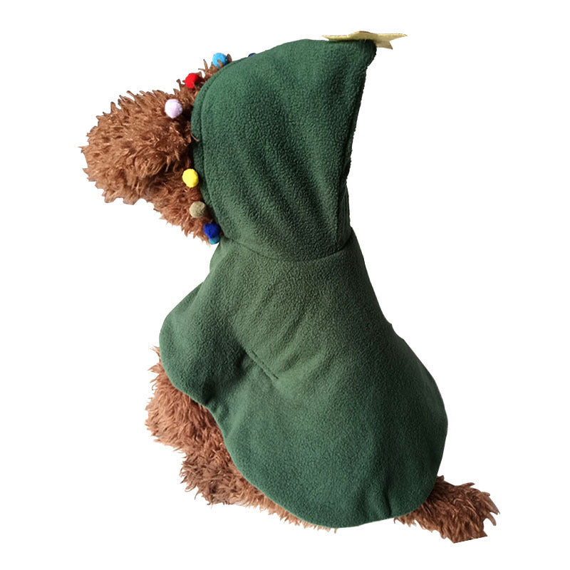HKM-208787 Christmas Cloak with Hood for Pets - Warm Fleece Outfit for Dogs and Cats, Adorable Holiday Cosplay