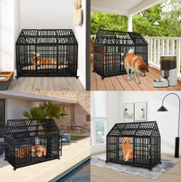 HKM-208915 Heavy Duty 54" Dog Crate for Large Dogs, Metal Kennel with Top Door, Removable Trays & Lockable Wheels